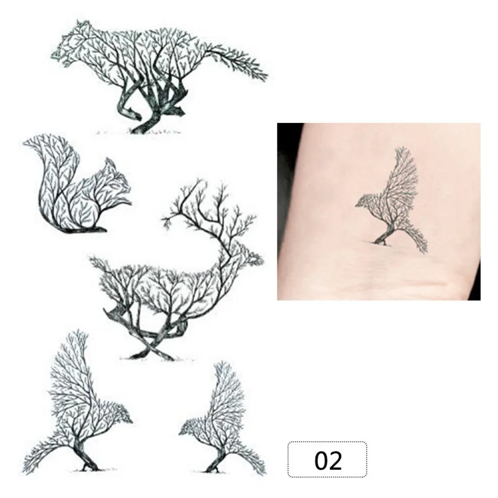 3 листа временные тату наклейки на тело для мужчин и женщин цветной олень кошка
