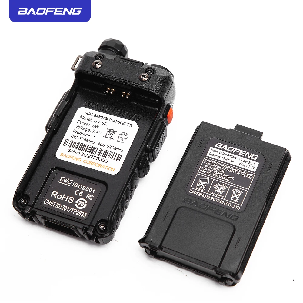 BAOFENG UV5R портативная рация 5 Вт UHF/VHF Двухдиапазонная двухсторонняя 1800 мАч емкость