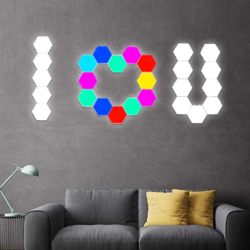 

LED Touch Wall Lamp Creative Honeycomb Modular Assembly Helios Quantum lamp LED Magnetic Decoration Wall Light Bedroom Lamp