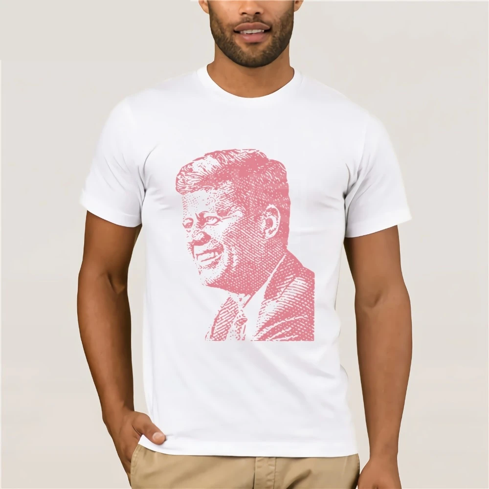 John F Kennedy T-Shirt Vintage JFK American President Tee men's T-shirt Clothes Popular Crewneck 100% Cotton Tees | Мужская одежда