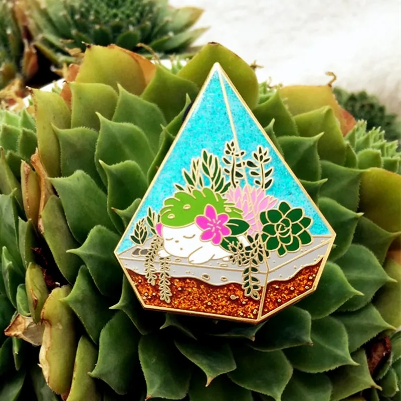 Брошь в виде растения горшке Shaymin брошь для террариума значки на лацкан броши