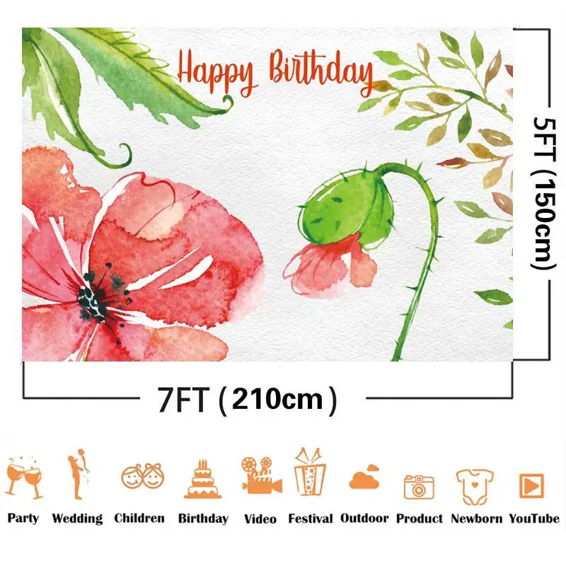 

Romantic Flower Birthday Backdrop Cartoon Party Pink Girl Decoration Kids Baby Shower Newborn Customize Background Photo Shoot