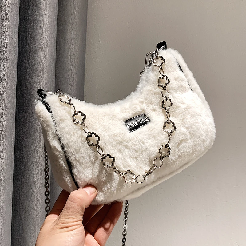 

Маленькая сумка через плечо из искусственного меха с короткой ручкой Новинка Зима 2021 Высококачественная женская дизайнерская сумка сумки ...