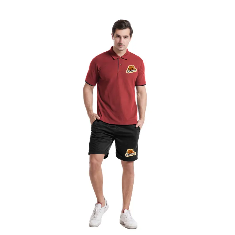 

Summer 2021 New Men Short Sleeve Lapel Pure Color Polo Shirt Suit High-end Tide Fashion Casual Sweat Shirt+Sweat Pants Two-piece