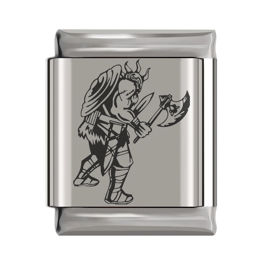 D Hapiship, новинка,, Маргаритка, отважный рыцарь-воин, шарм, подходит для 13 мм, браслет, серебро, нержавеющая сталь, ювелирное изделие, DJ175 - Окраска металла: D
