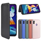 Для Samsung Galaxy M11 чехол 6,4 дюймов углеродного волокна брендированный флип-чехол из кожи для смартфона Samsung M11 SM-M115F M115F M 11 чехол