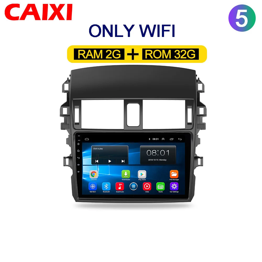 Cx-co-32G-1 Автомобильный android 8,1 2Din радио мультимедиа плеер для Защитные чехлы для сидений, сшитые специально для Toyota Corolla E140/150 2007 2008 2009 2010 2011 2012 2013- Оперативная память 2G - Цвет: Cx-co-32G-1
