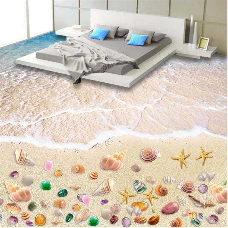 Красочные ракушки на пляже 3D пляж пол персонализированные пользовательские