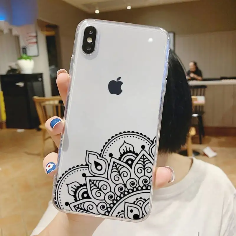 

Retro Mandala aesthetic pattern Phone Case Transparent for iPhone 6 7 8 11 12 s mini pro X XS XR MAX Plus