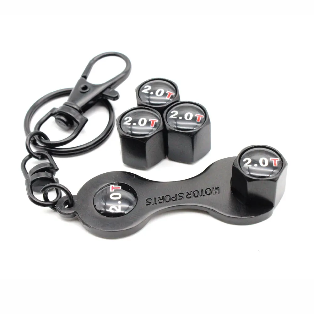 5Pcs/Set 2.0T Style Anti theft Emblem Auto Car Wheel Tire Air Valve Caps With Wrench Keychain Zinc Alloy Stem Dust Cover Accesso|Стержни и