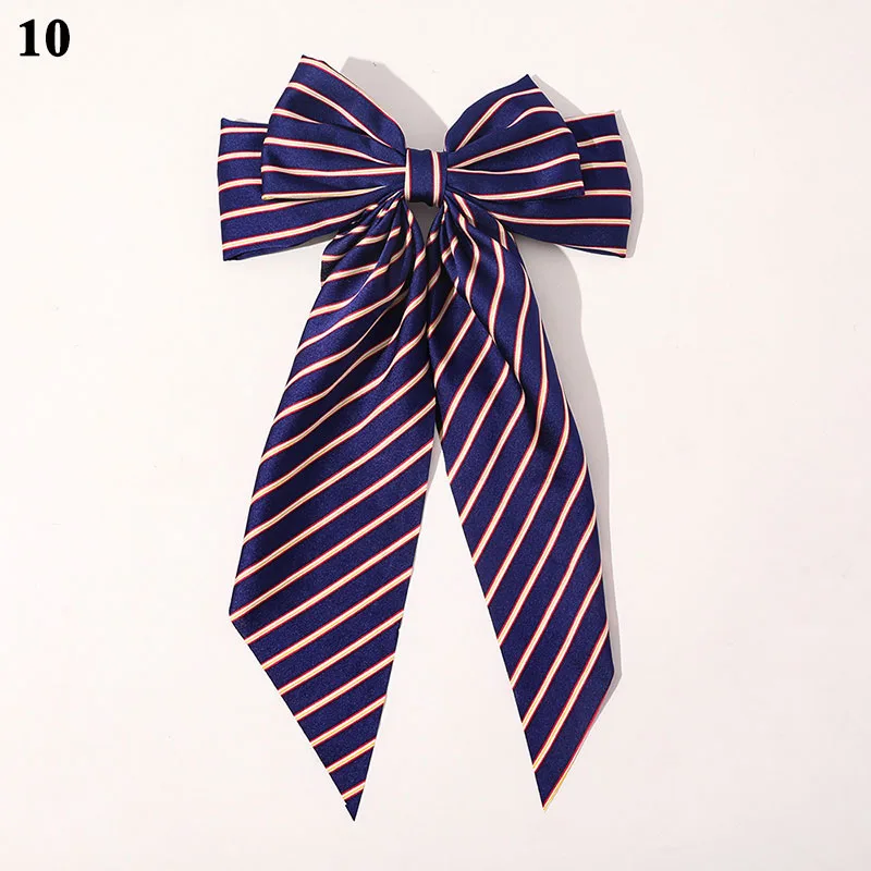 

Girls Large Bow Hairpin Long Streamer Hair Accessories Knotted Bow Hair Clip Satin Bowknot Ribbon Striped Floral Print Barrettes