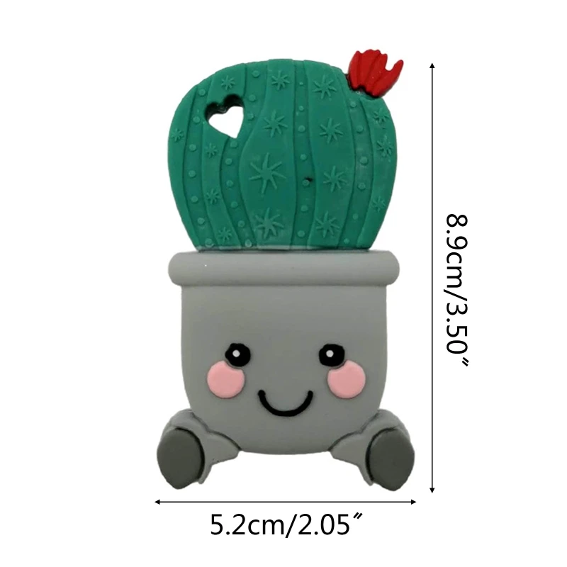 

Cartoon Cactus Silicone Teether Newborn Infants Nursing Toys BPA Free Food Grade Silicone Baby Soother Molar Beads
