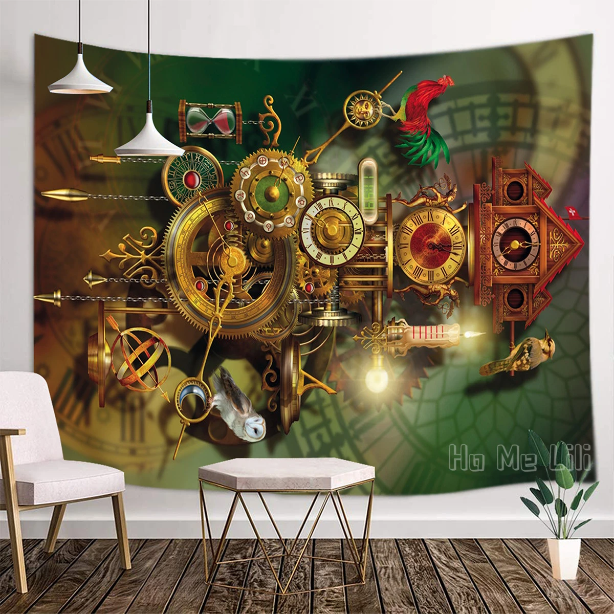 Time Gear-tapiz Vintage para decoraci&oacute;n del hogar, arte Interior, Oficina-0