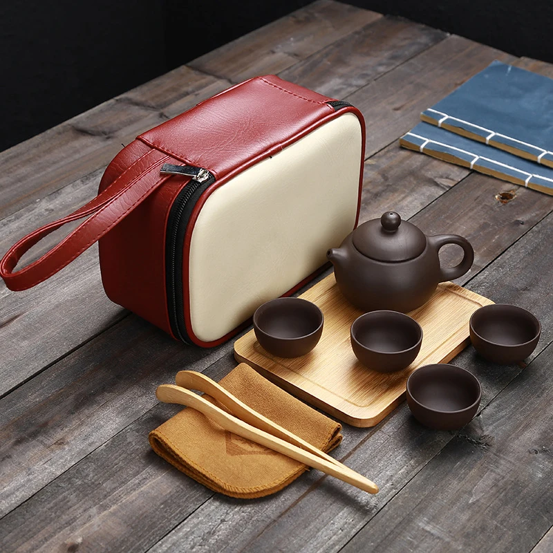 

High quality Portable Kung Fu Tea Set Yixing Teapot Handmade Purple Clay Tea Pot Cup Set ,Zisha Ceramic Chinese Tea Ceremony