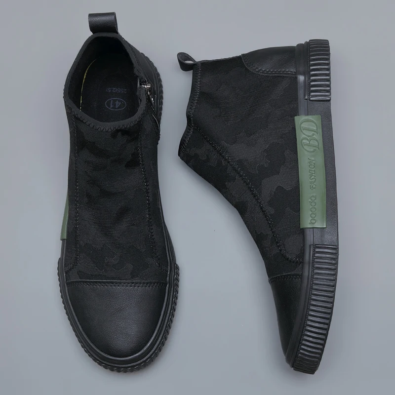 Ботинки мужские без шнуровки дышащие на молнии сбоку повседневная обувь в