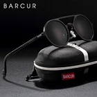 Мужские солнцезащитные очки BARCUR, винтажные круглые поляризационные очки из алюминиево-магниевого сплава, солнцезащитные очки в стиле стимпанк