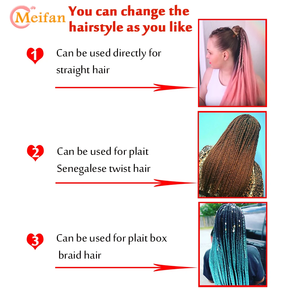 MEIFAN синтетические простые косички для наращивания волос с эффектом омбре