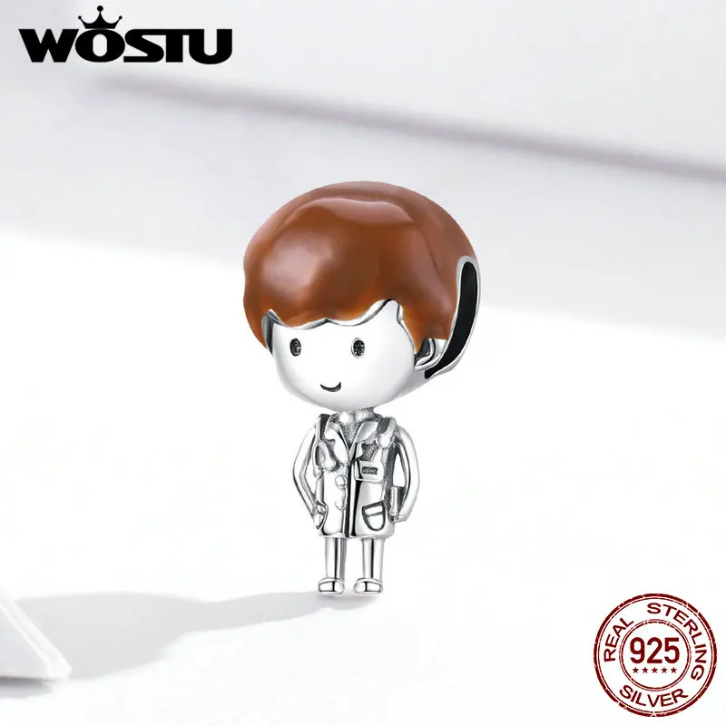 Подлинные серебряные бусины-подвески в виде доктора для медсестры и браслета |