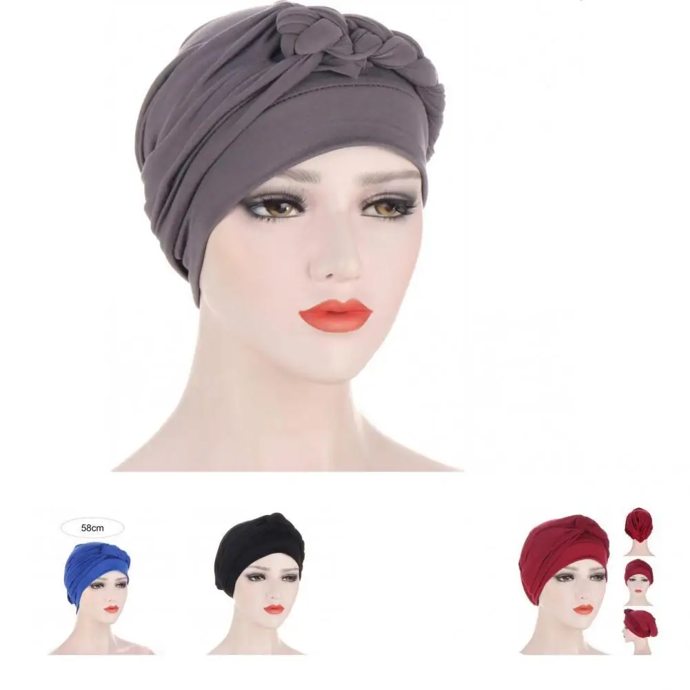 

Simple Turban Cap Solid Color Accessory Brimless Pure Color Turban Cap Beanie Hat Beanie Headwrap