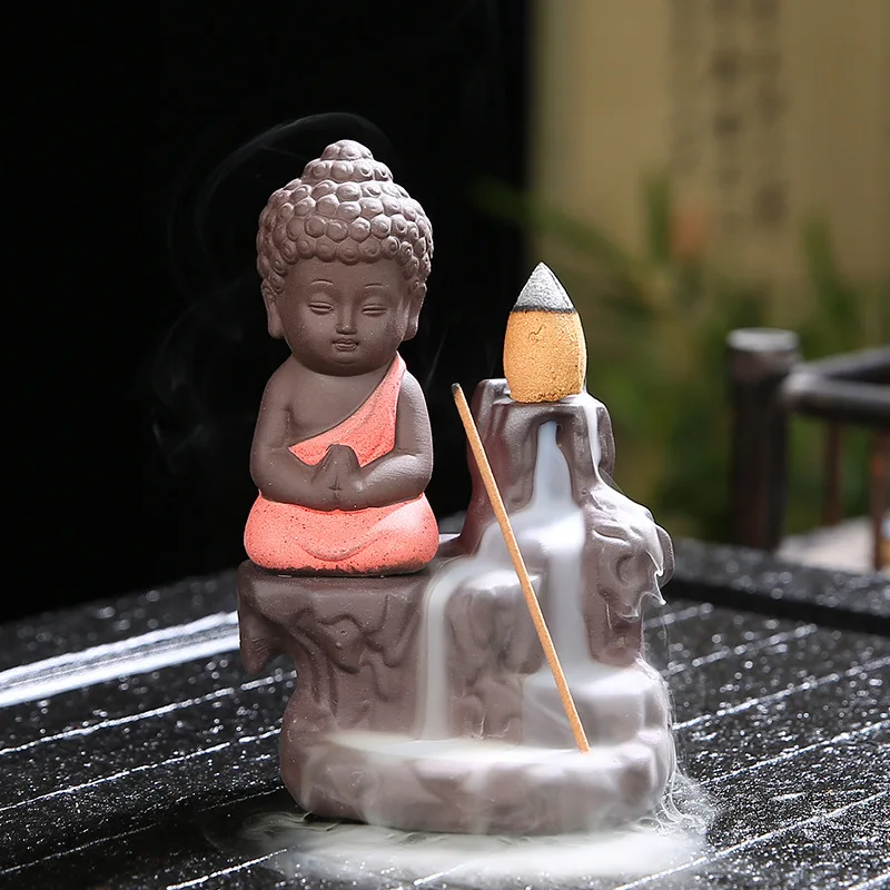 Разноцветная подставка для ароматерапии с изображением маленького монаха Будды