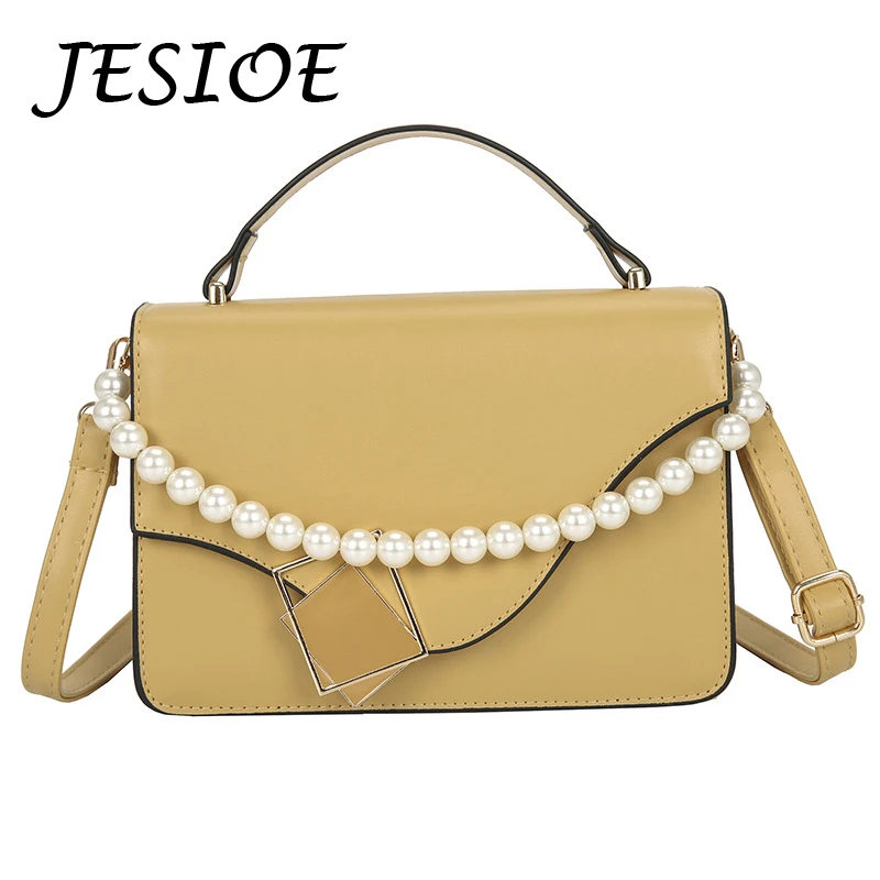 

Female Leather Fashion Shoulder Bag Ladies Pearl Messenger Bag Luxury Designer Bag for Women Chain Bag Purse Phone Crossbody Bag