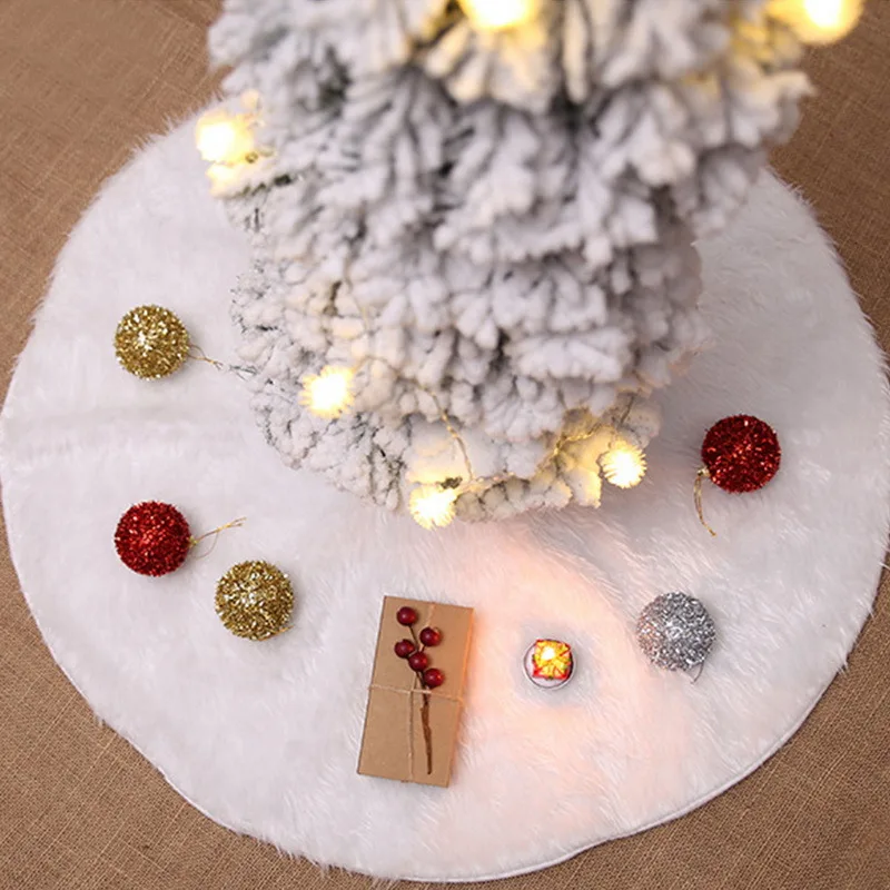 

White Christmas Tree Skirt Plush Faux Fur Xmas Tree Carpet Merry Christmas Tree Decorations Ornament New Year Navidad Home Decor