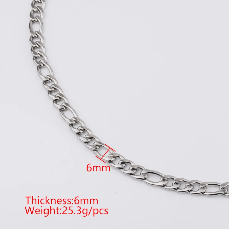 

6mm Stainless Steel For Jewelry Making NK Chain Cuban Chain Hip Hop Men's Necklace Heavy Huge Jewelry 10pcs