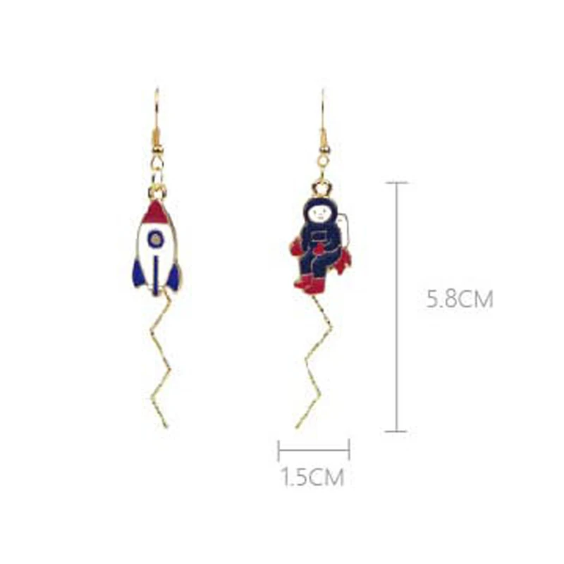 

2020 New Women's Earrings New Design Asymmetric Drop Earrings For Women Universe Planet Astronauts Sweet Colorful Stud Earring