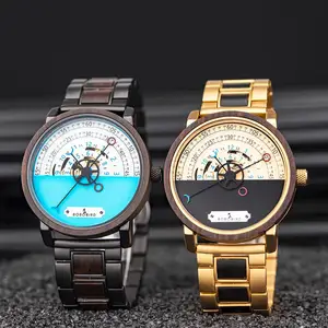 Часы наручные BOBO BIRD Мужские автоматические, спортивные механические деловые с деревянным браслетом из нержавеющей стали, 2021