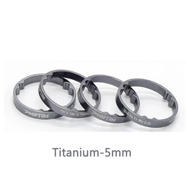 5mm-Titanium 4 шт., риск 5 мм/10 мм, алюминиевая велосипедная гарнитура, передняя вилка, шайбы MTB, горная дорога, велосипед, мертвые мухи, полый, легкий, шток, прокладки - Цвет: 5mm-Titanium