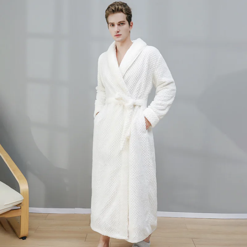 

Lovers Sleepwear 2021 New Nightgown Coral Fleece Nightwear Women Warm Nightdress Kimono Bathrobe Gown Loose Home Clothes