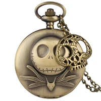 retro bronze skull watch before christmas pocket watch tim necklace movie kid pendant clock for men women gifts with accessory