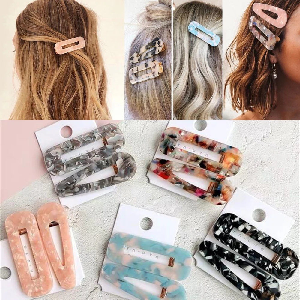 2 шт. винтажные полые заколки для волос женщин леопардовые мраморные