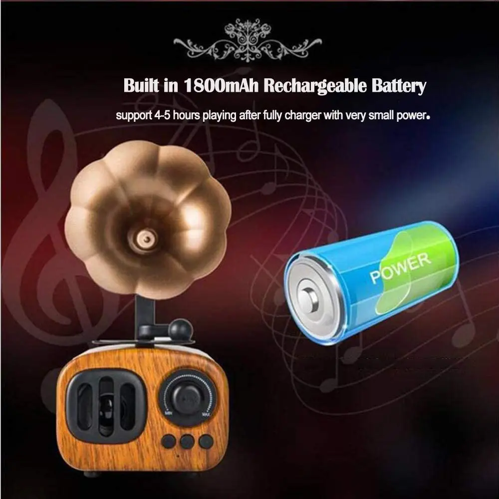 Портативная Bluetooth колонка беспроводная стереоколонка в стиле ретро с высоким