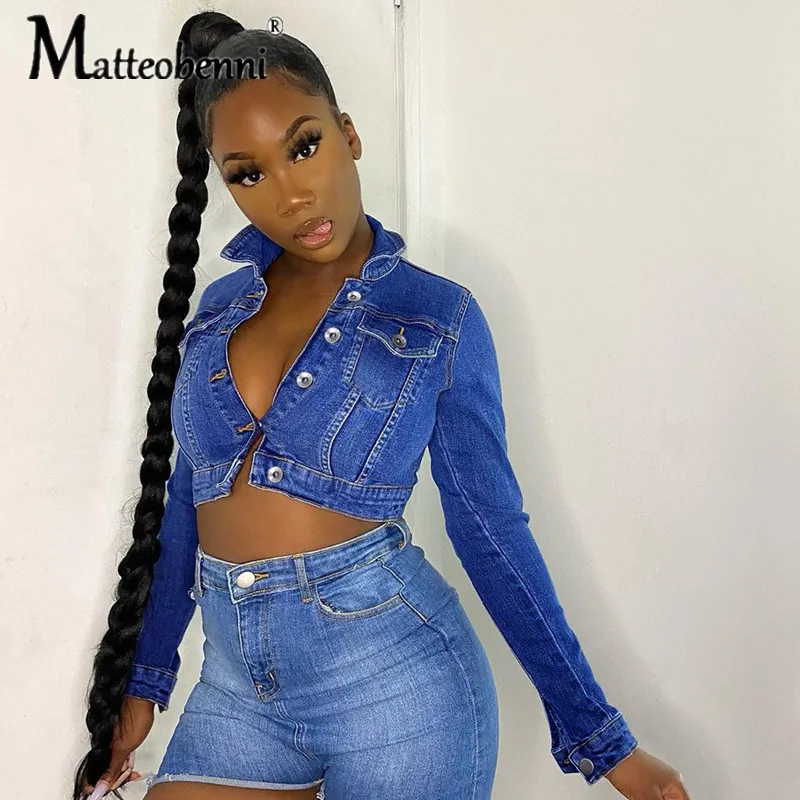 Модные короткие джинсовые куртки для девочек новинка 2021 однобортная Женская