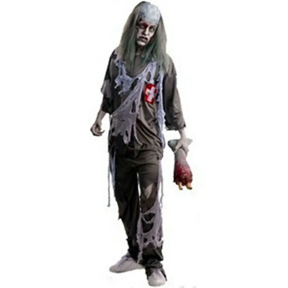 Army Green Zombies Adults Halloween Complete Zombie+Mask Fancy Dress Horror Costume Mens Cosplay Outfits Party Mens Fancy Dress Costume - Цвет: Army Green Zombies
