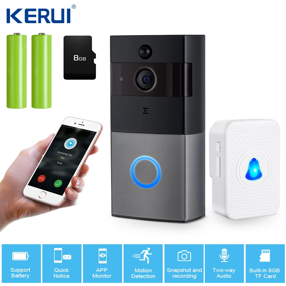 KERUI 2.0MP 1080P домофон приложение Tuya видео дверной звонок беспроводная камера безопасности двухстороннее аудио ночное видение дверной звонок Домофон