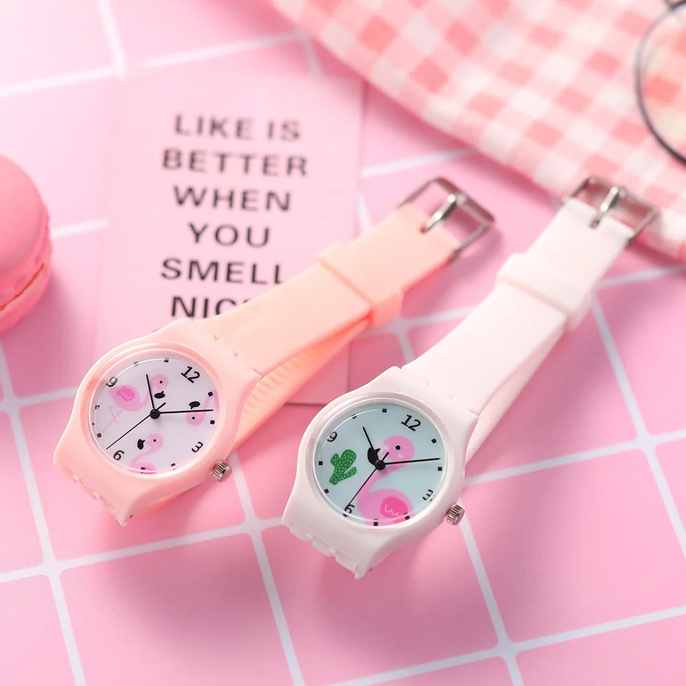 

Kids Watches Girls Pink Cartoon Children Watches Baby Girl Dress Clock Cute Flamingo Quartz Watches Montre Enfant Relogio