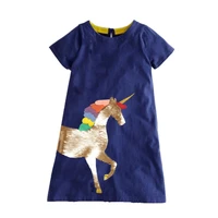 jumping meters 2022 unicorn dresses for baby girls summer cotton clothing party princess school children girls fashion dresses