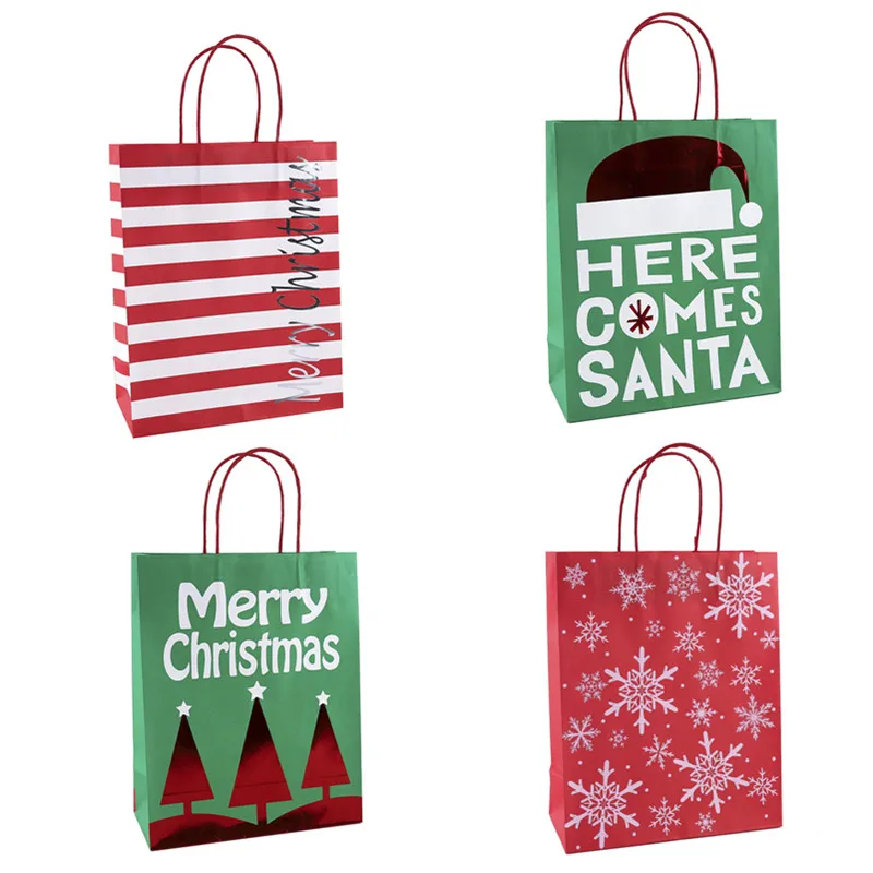 4 шт смешанных цветов большой размер Рождественский подарок на бумаге сумки с