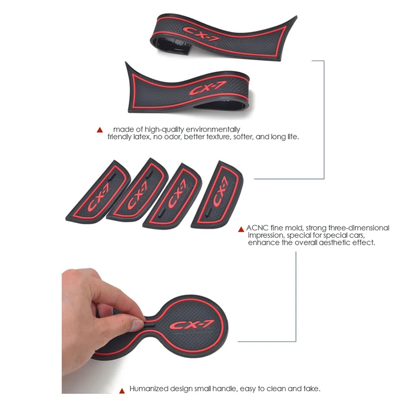 16PCS Non-Slip Interior Cup Pad Door Mat Center Liner Accessories For Mazda CX-7 CX7 CX 7 2014-2020 | Groove