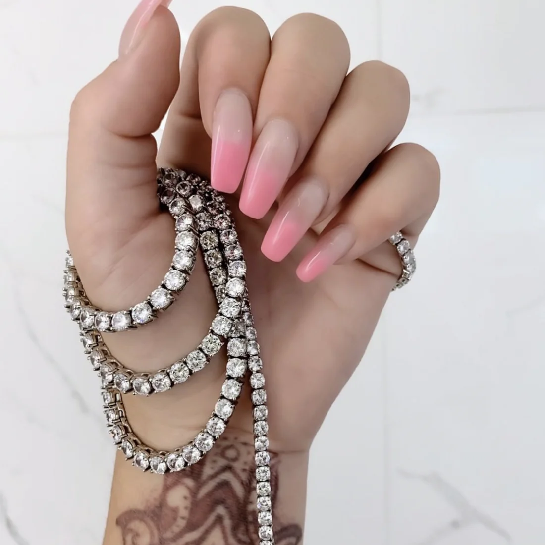 Ожерелье из серебра 925 пробы с круглыми искусственными бриллиантами 45 60