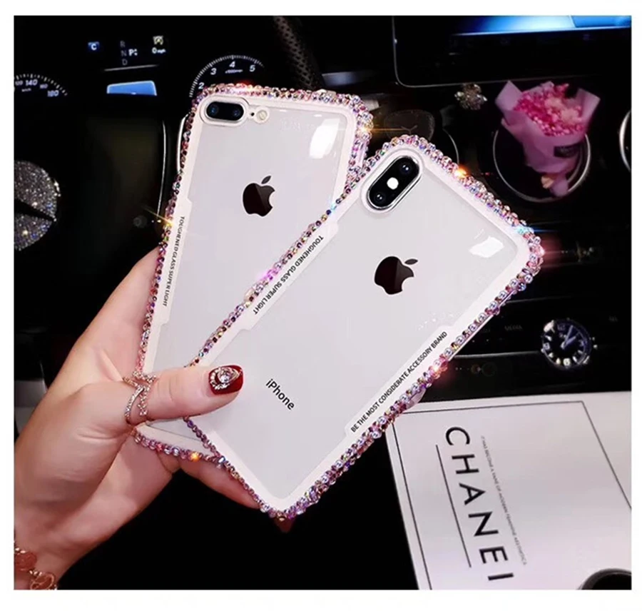 

Luxury Handmade Diamond Phone Case For Iphone 8 7 7P Bling 3D Clear Rhinestone Case For Iphone 11 pro max X 8plus 6 6plus xs max