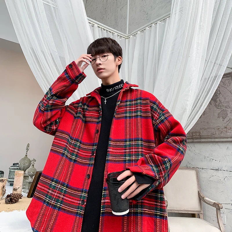 Новинка Осенняя шерстяная рубашка мужская мода Ретро Повседневная Толстая с