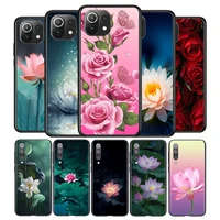 lotus rose flower silicone cover for xiaomi mi note 11 11t 11i 10i 10t 10 9 9t 9 se lite pro ultra phone case