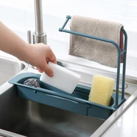 telescopic sink shelf soap sponge drain rack storage basket bag faucet holder adjustable bathroom holder sink kitchen accessorie