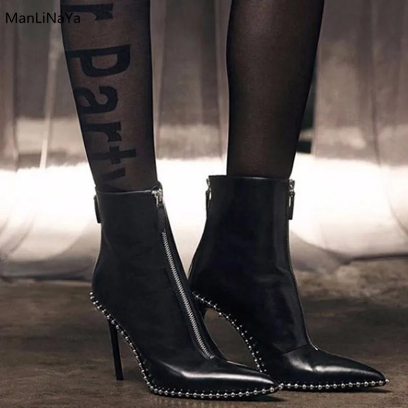 Женские ботильоны с острым носком черные белые красные|Женские полусапожки| |