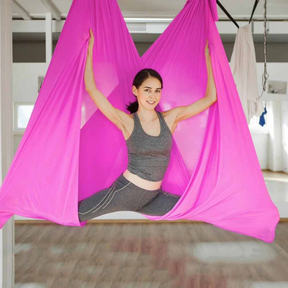 

Yoga Swing Hammock Silk Yoga Training Fitness Anti-gravity Yoga Hammock Indoor Home Pilates Gym Exercises with Hanging Belt Rope