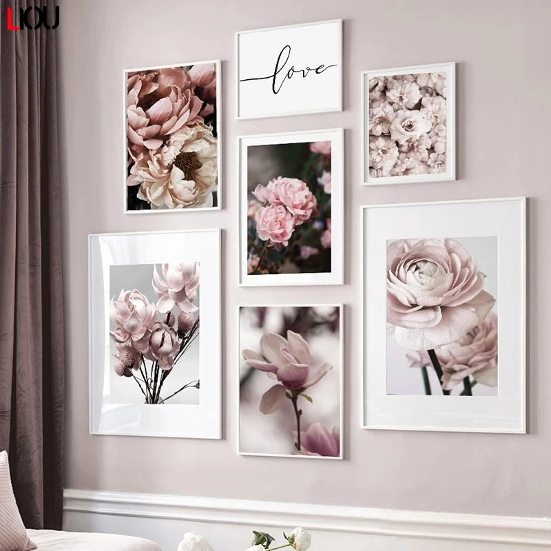 Большие розовые пионы Розовый пион цветок магнолия настенная Картина на холсте