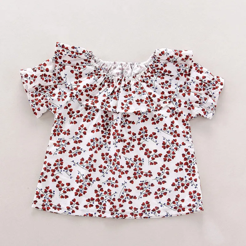 Наряды с оборками для маленьких девочек милый топ цветами и шорты Модный